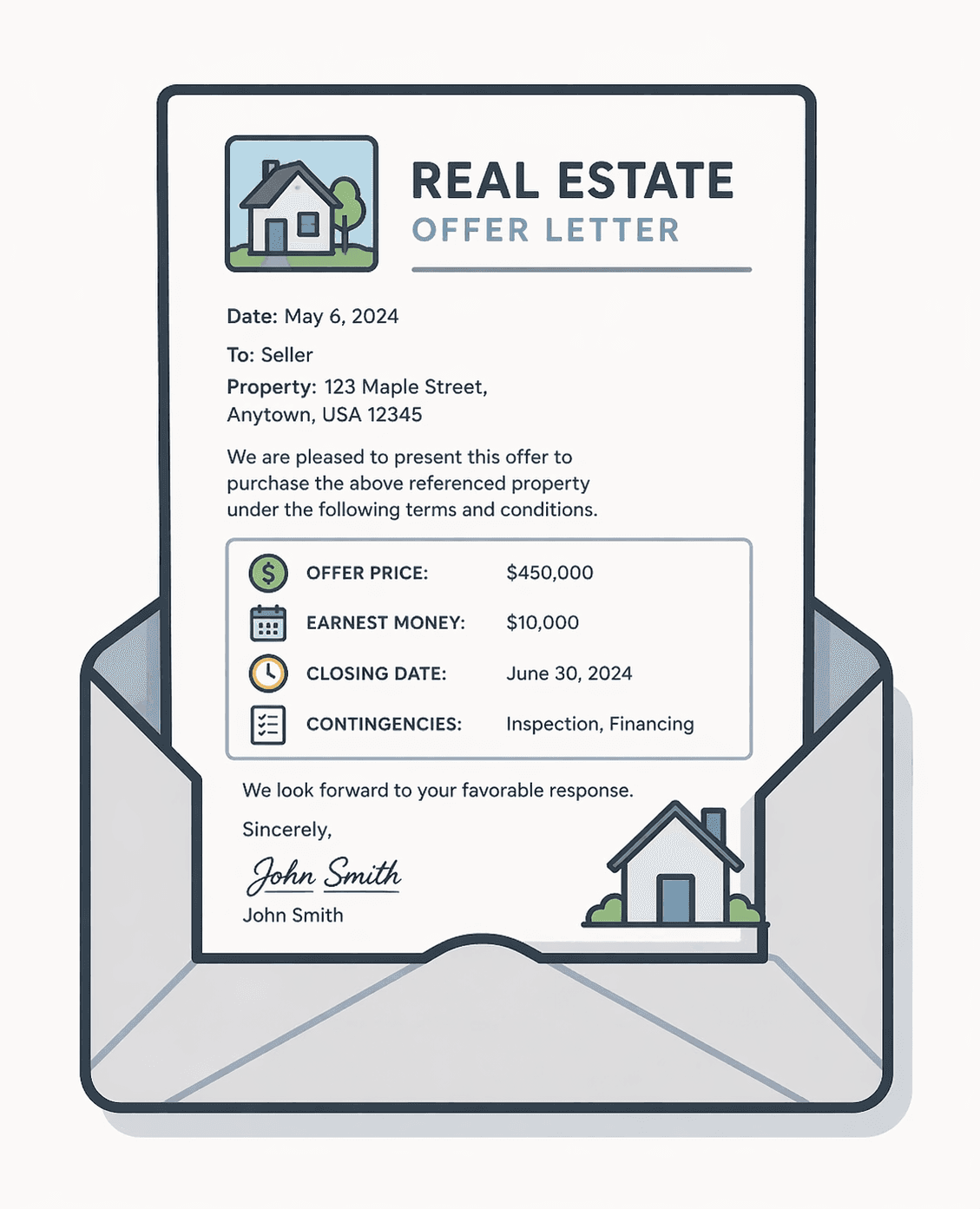 Real estate offer letter — generated and mailed via API
